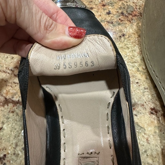 Miu Miu Black Flats with Silver Cap Toe - Picture 4 of 7